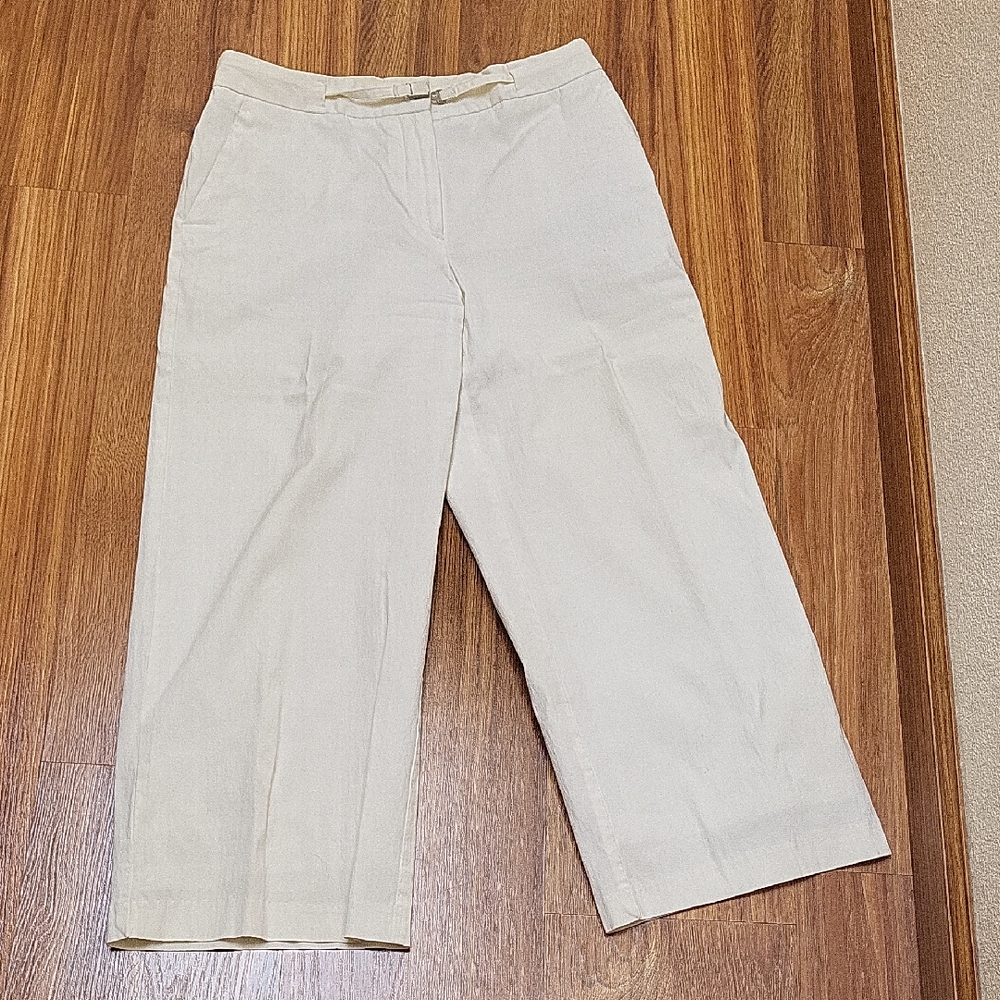 Express Women's Cropped Wide-Leg Pants in Light Cream